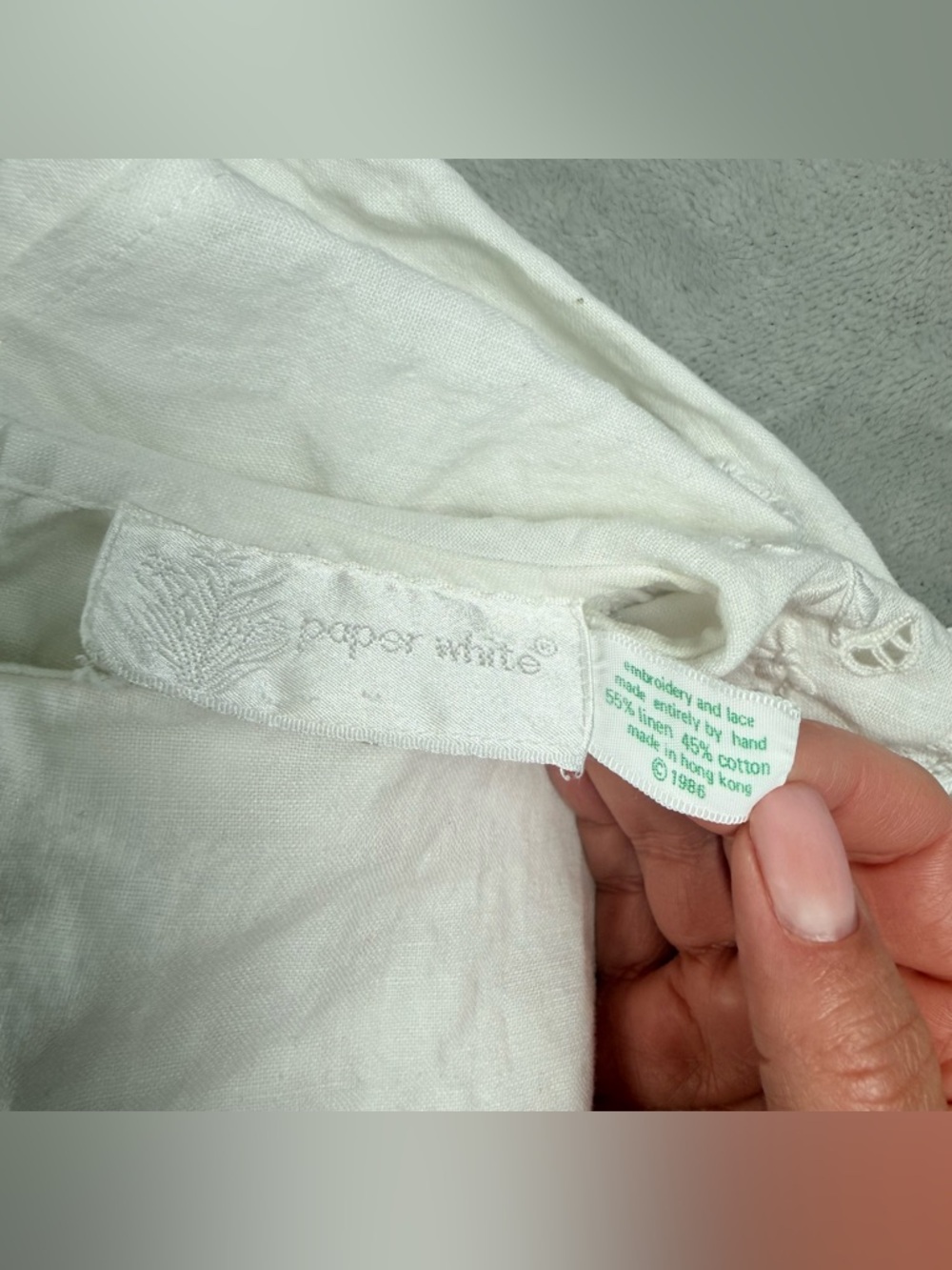 PaperWhite Embroidered Lace Collar White Blouse Button Back Cottagecore Size 10 - Picture 7 of 11